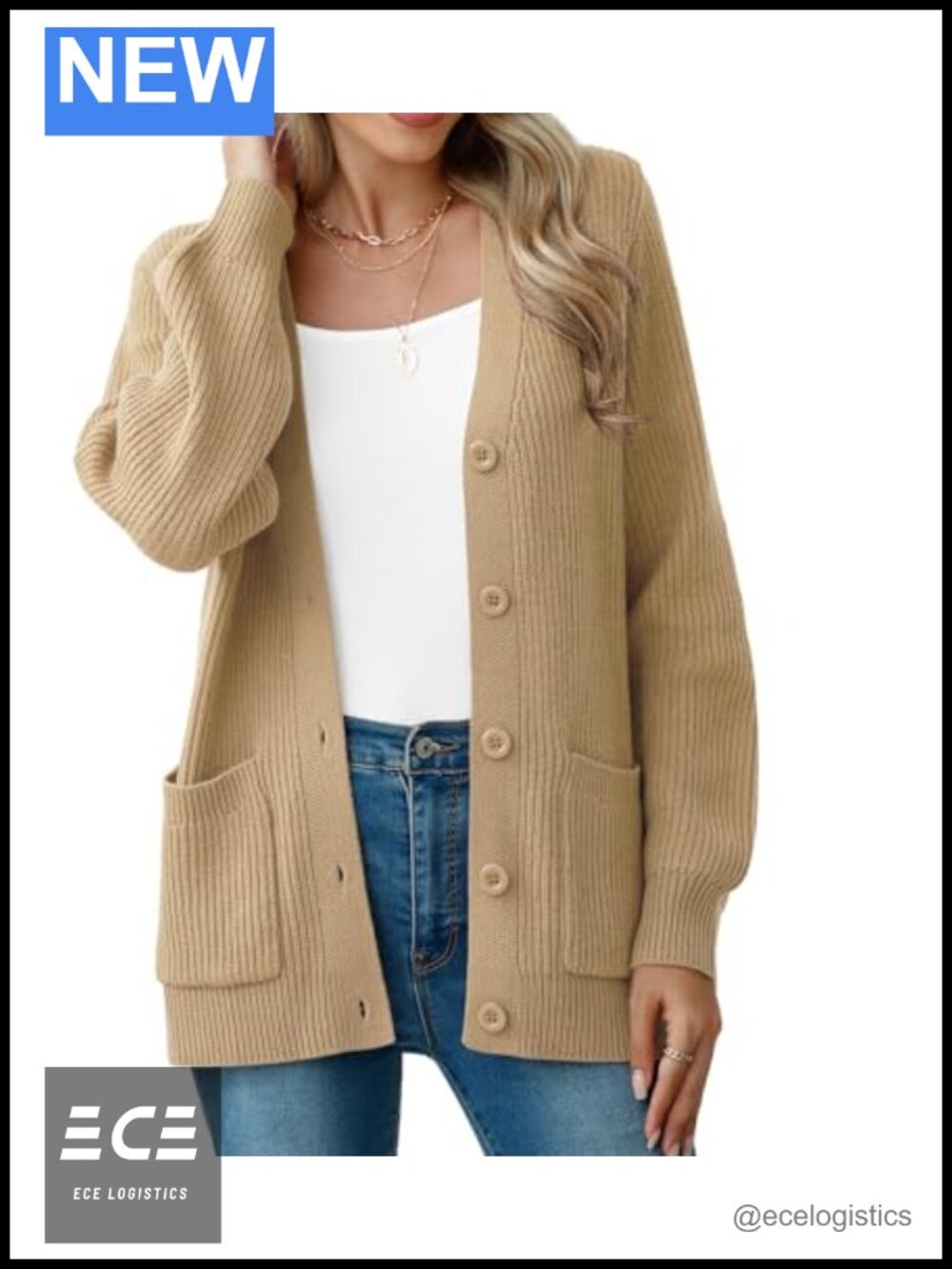 Chunky Knit Cardigan Sweater Long Sleeve V Neck Button Up Pocket Fall Winter